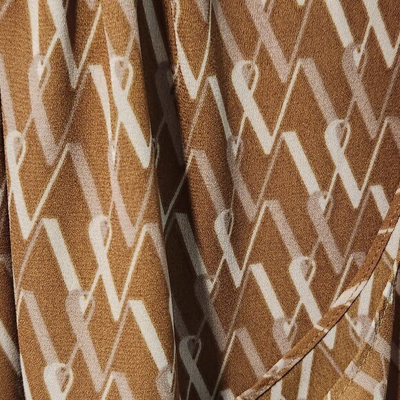 Worthington Sleeveless Halter Style Tank Top Blouse Pattern Brown Tan Medium - Picture 3 of 7